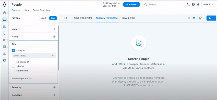 Screenshot de la vista del CRM Apollo 