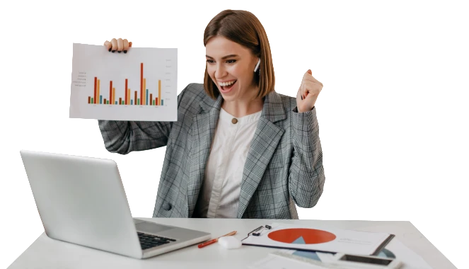 Si tú ganas, nosotros ganamos Gerente de ventas contento con su retorno de inversión