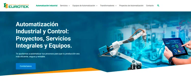 Página de inicio sitio web B2B: Automatización Industrial y Control