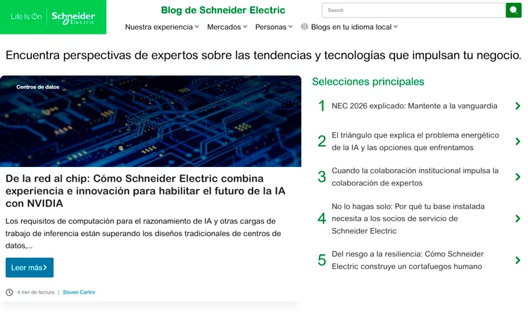 Ejemplo de marketing digital B2B Schneider Electric