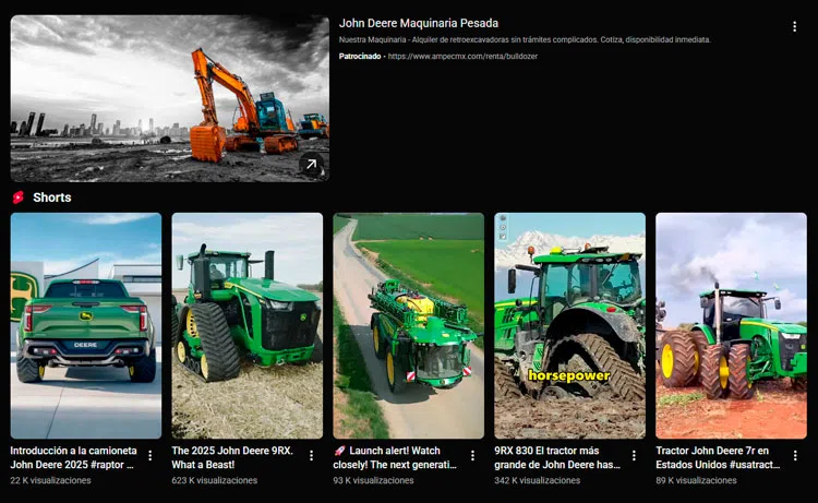 Ejemplo de publicidad industrial de John Deere