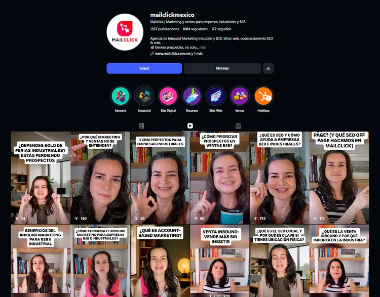 Ejemplo de snacks de contenido empresarial