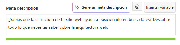 Ejemplo de metadescripción con palabra clave
