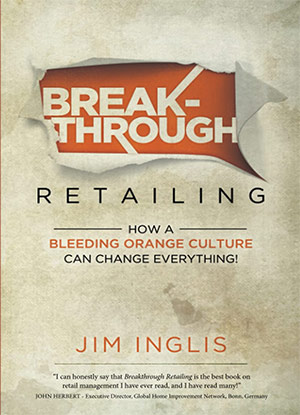 Portada de libro de marketing Breakthrough Retailing: How a Bleeding Orange Culture Can Change Everything - Jim Inglis