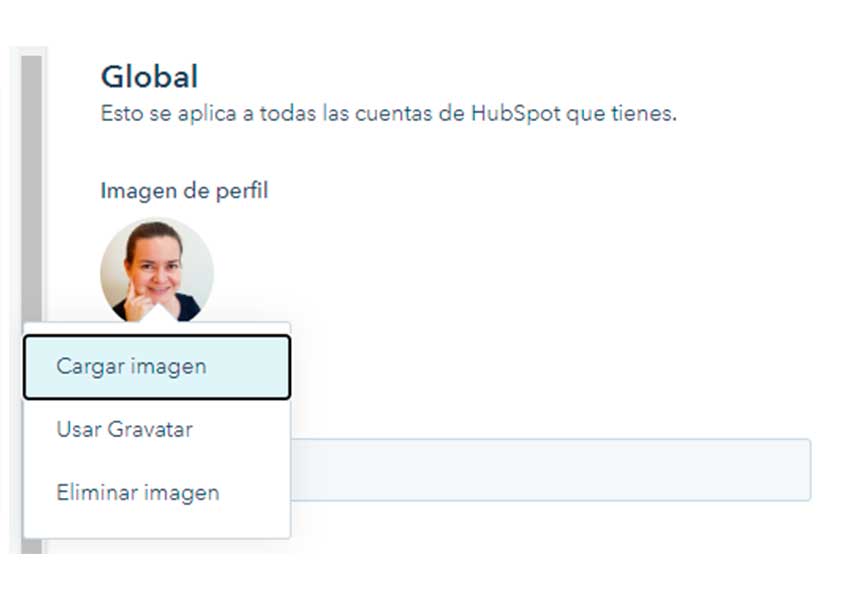 Cargar tu imagen de perfil en HubSpot