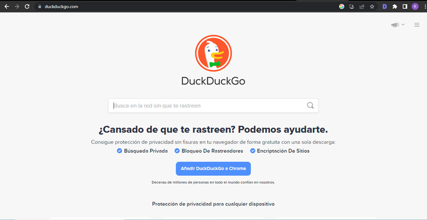 Interfaz de DuckDuckGo!