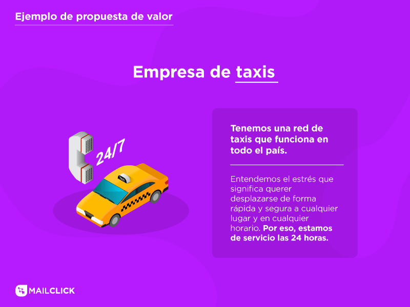 Ejemplo de propuesta de valor para una empresa de taxis
