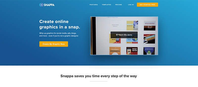 Captura de pantalla de la página de diseño Snappa