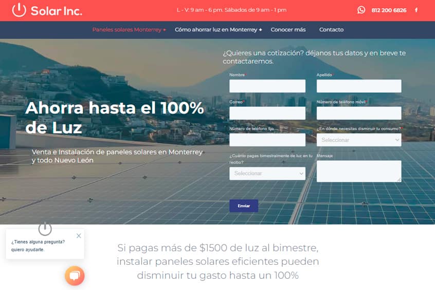 Página web de Solar Inc